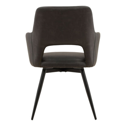 Charcoal and Black Faux Leather and Steel Chair 23 in Wide