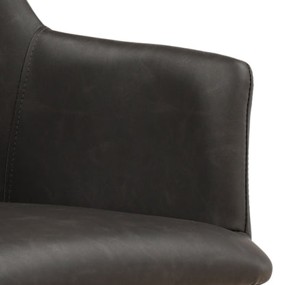 Charcoal and Black Faux Leather and Steel Chair 23 in Wide