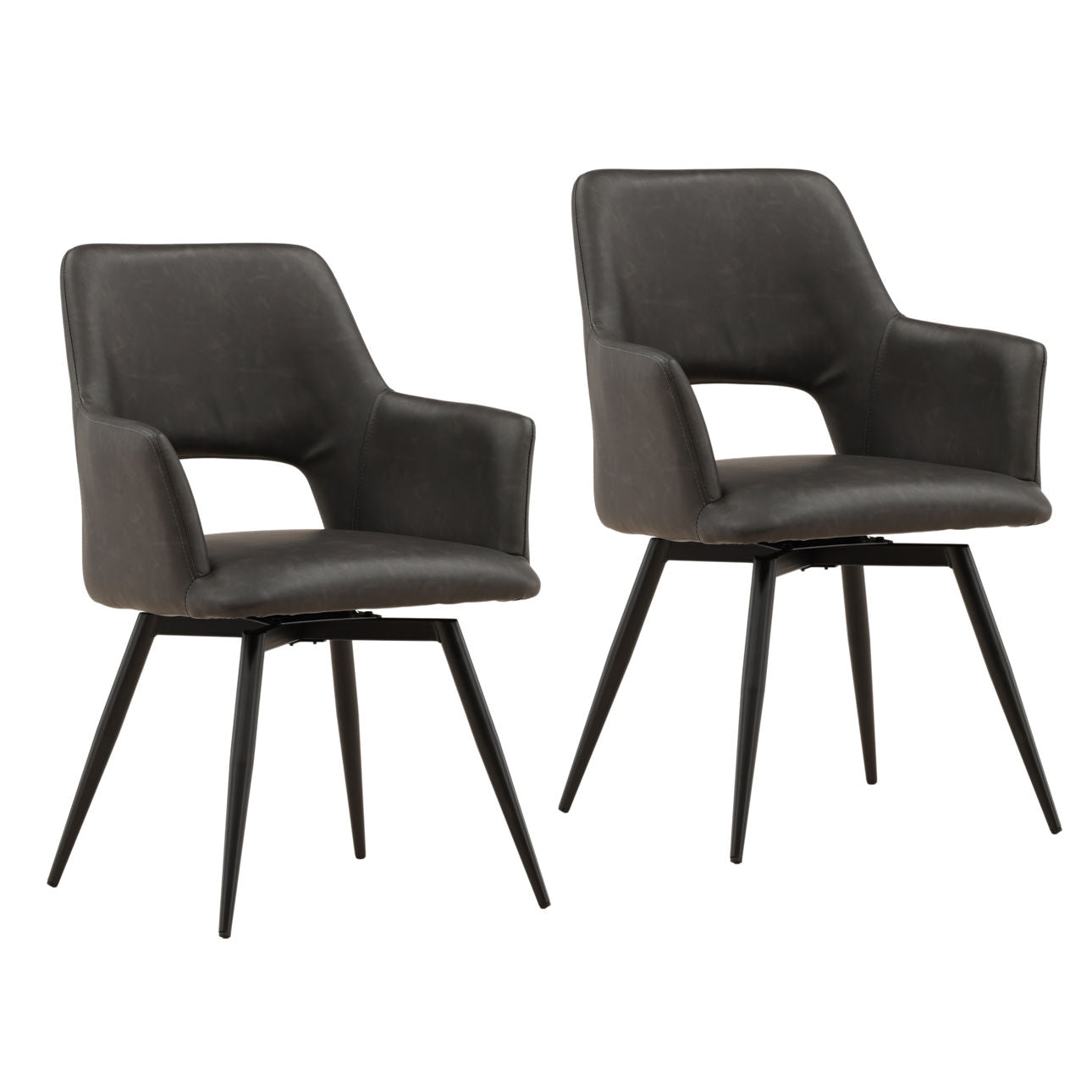 Charcoal and Black Faux Leather and Steel Chair 23 in Wide