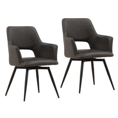 Charcoal and Black Faux Leather and Steel Chair 23 in Wide