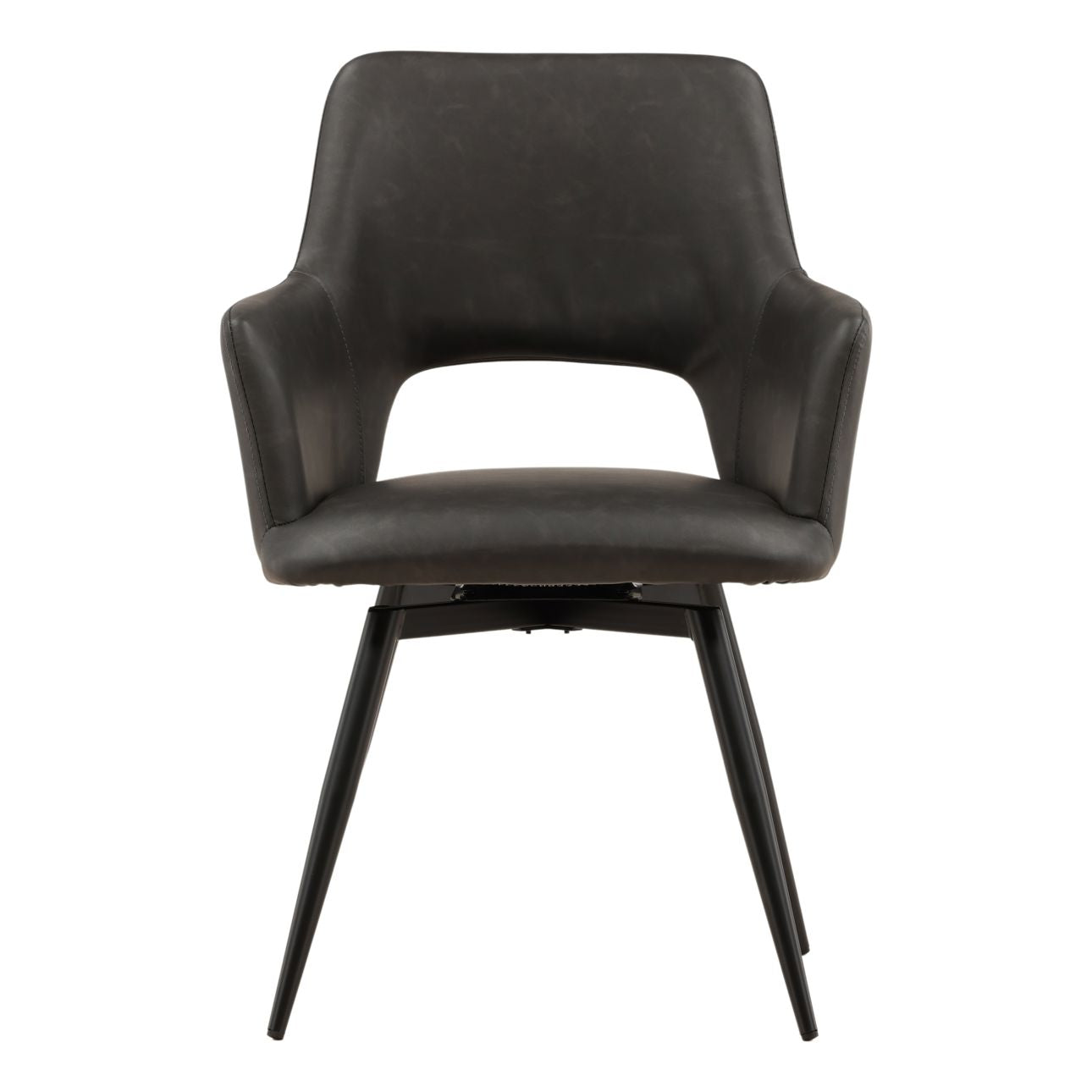 Charcoal and Black Faux Leather and Steel Chair 23 in Wide