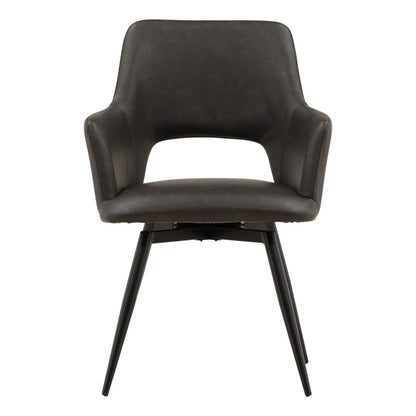Charcoal and Black Faux Leather and Steel Chair 23 in Wide