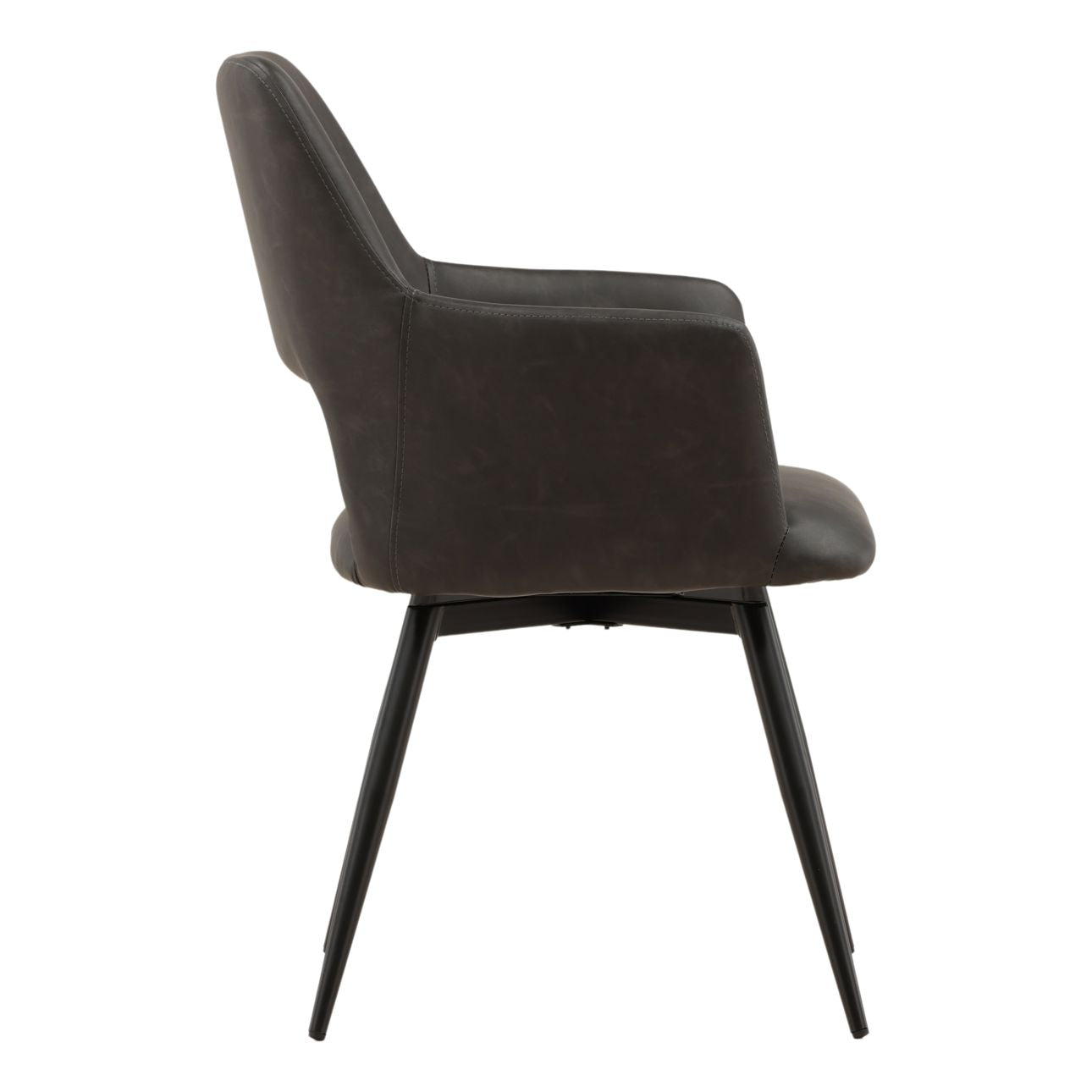 Charcoal and Black Faux Leather and Steel Chair 23 in Wide