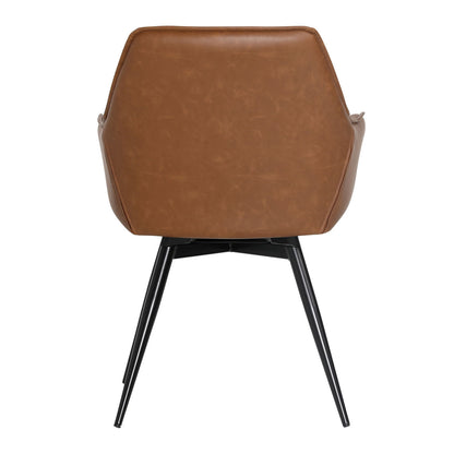 Antique Brown and Black Powder Coated Legs PU Leather and Steel Chair 23 in Wide