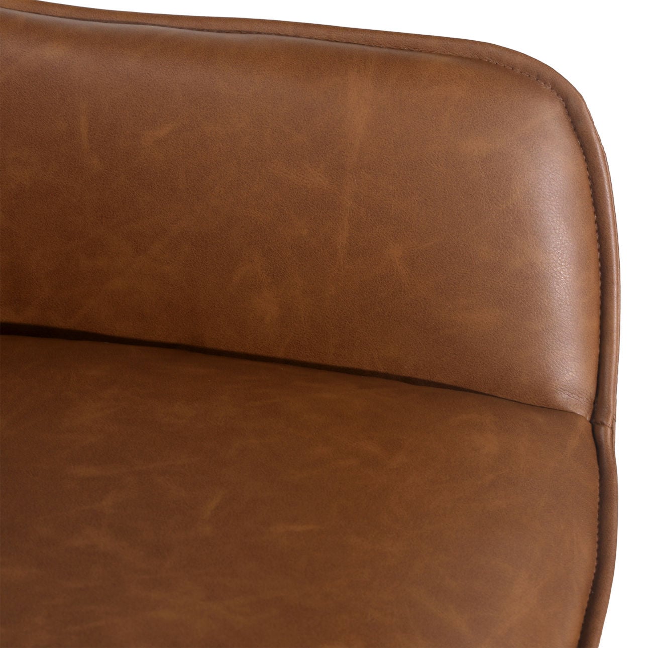 Antique Brown and Black Powder Coated Legs PU Leather and Steel Chair 23 in Wide