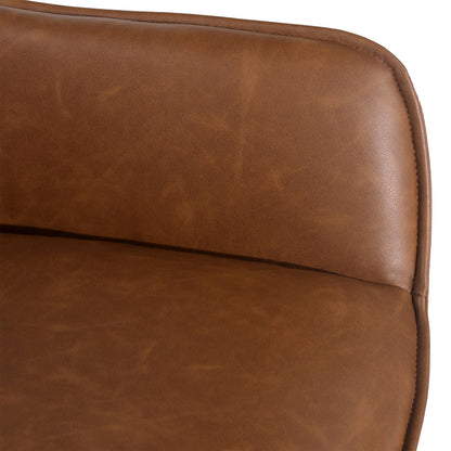 Antique Brown and Black Powder Coated Legs PU Leather and Steel Chair 23 in Wide