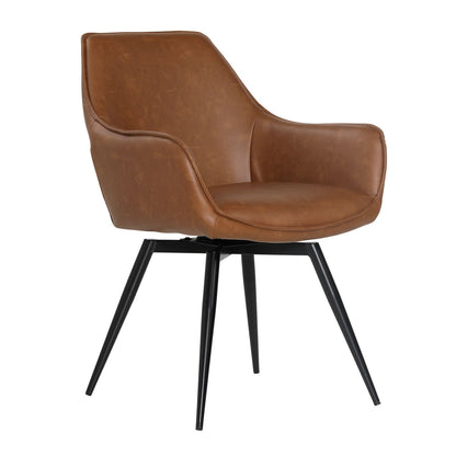 Antique Brown and Black Powder Coated Legs PU Leather and Steel Chair 23 in Wide