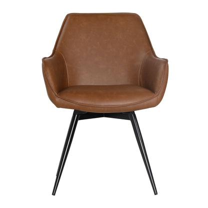 Antique Brown and Black Powder Coated Legs PU Leather and Steel Chair 23 in Wide