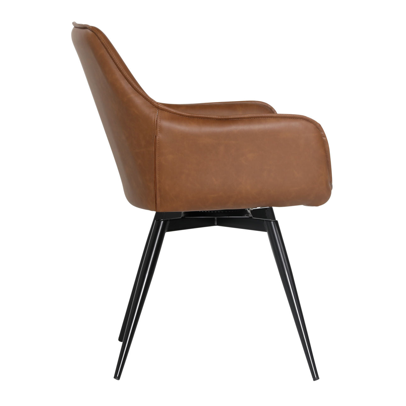 Antique Brown and Black Powder Coated Legs PU Leather and Steel Chair 23 in Wide