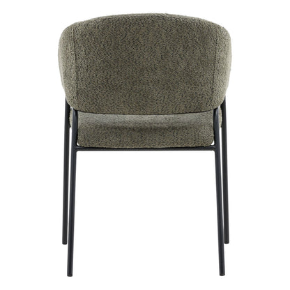 Olive Boucle Upholstery and Steel Chair 23 in Wide