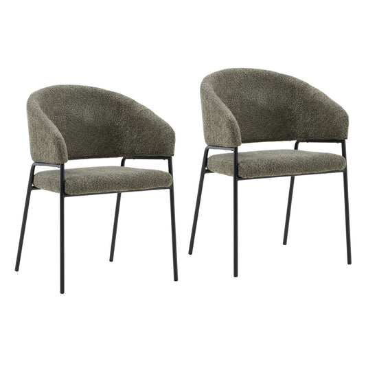 Olive Boucle Upholstery and Steel Chair 23 in Wide