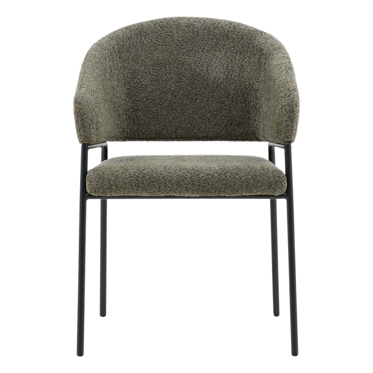 Olive Boucle Upholstery and Steel Chair 23 in Wide