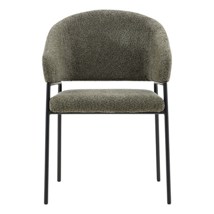 Olive Boucle Upholstery and Steel Chair 23 in Wide