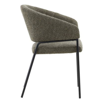Olive Boucle Upholstery and Steel Chair 23 in Wide