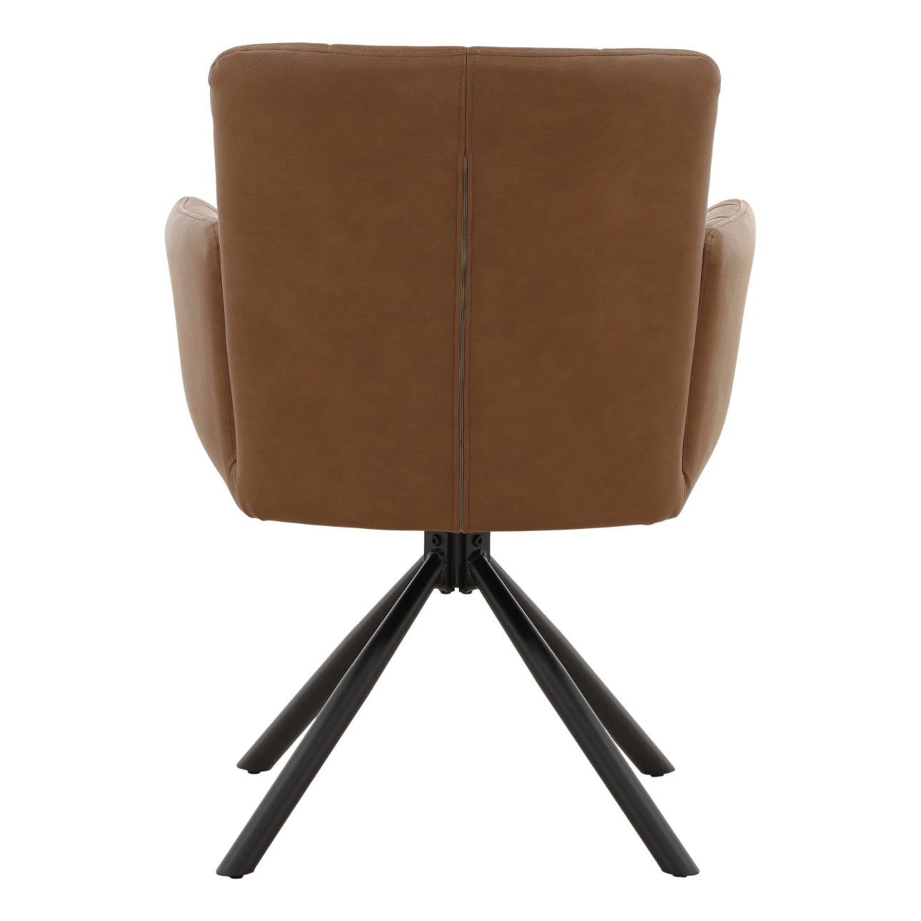 Cognac Vegan Leather and Steel Chair 23.5 in Wide