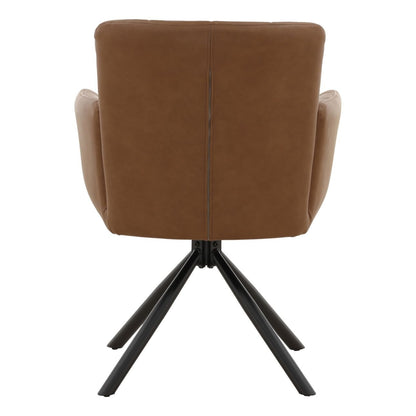 Cognac Vegan Leather and Steel Chair 23.5 in Wide