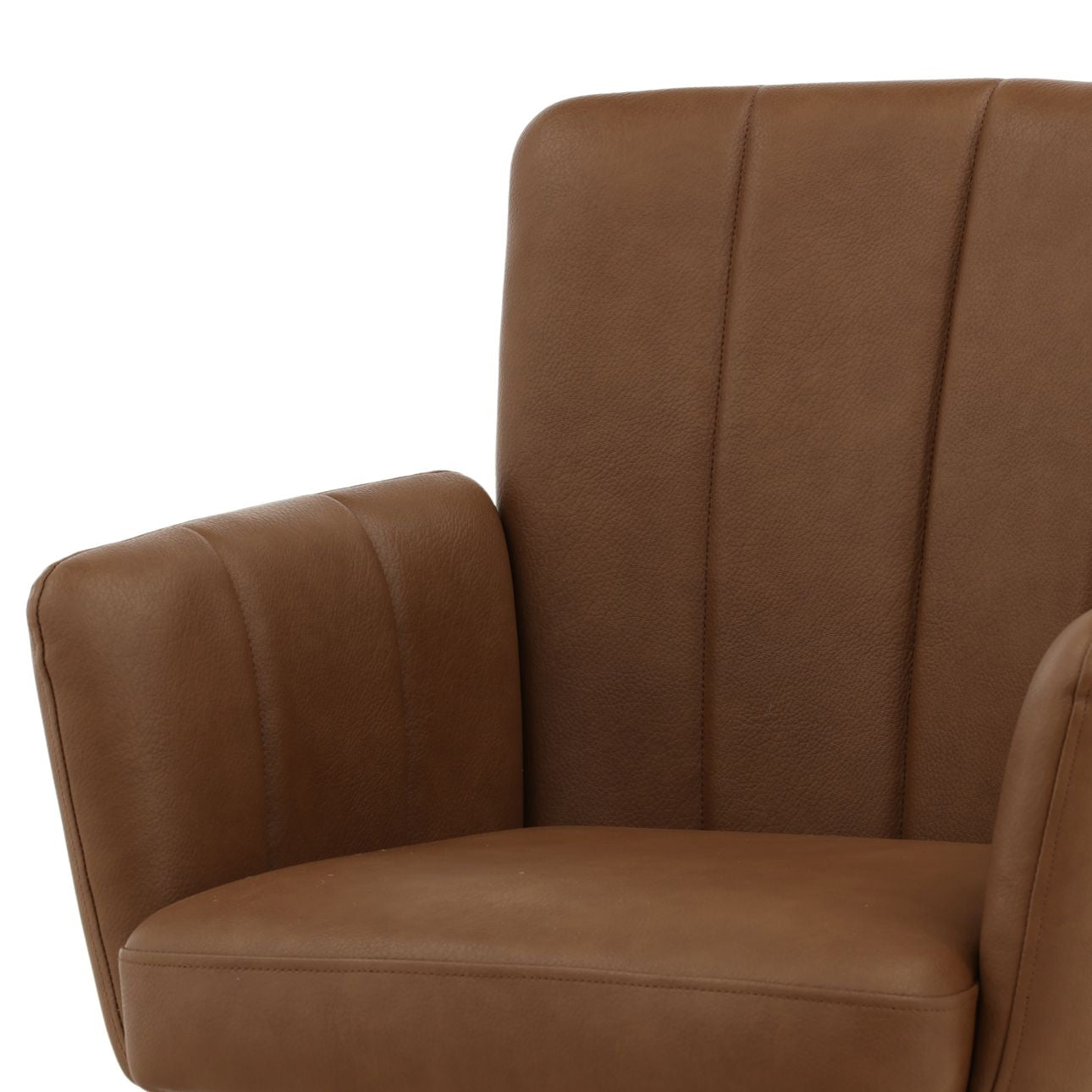 Cognac Vegan Leather and Steel Chair 23.5 in Wide