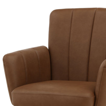 Cognac Vegan Leather and Steel Chair 23.5 in Wide