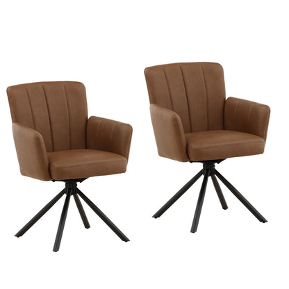 Cognac Vegan Leather and Steel Chair 23.5 in Wide