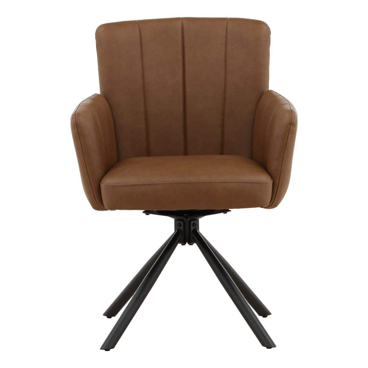Cognac Vegan Leather and Steel Chair 23.5 in Wide