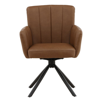 Cognac Vegan Leather and Steel Chair 23.5 in Wide