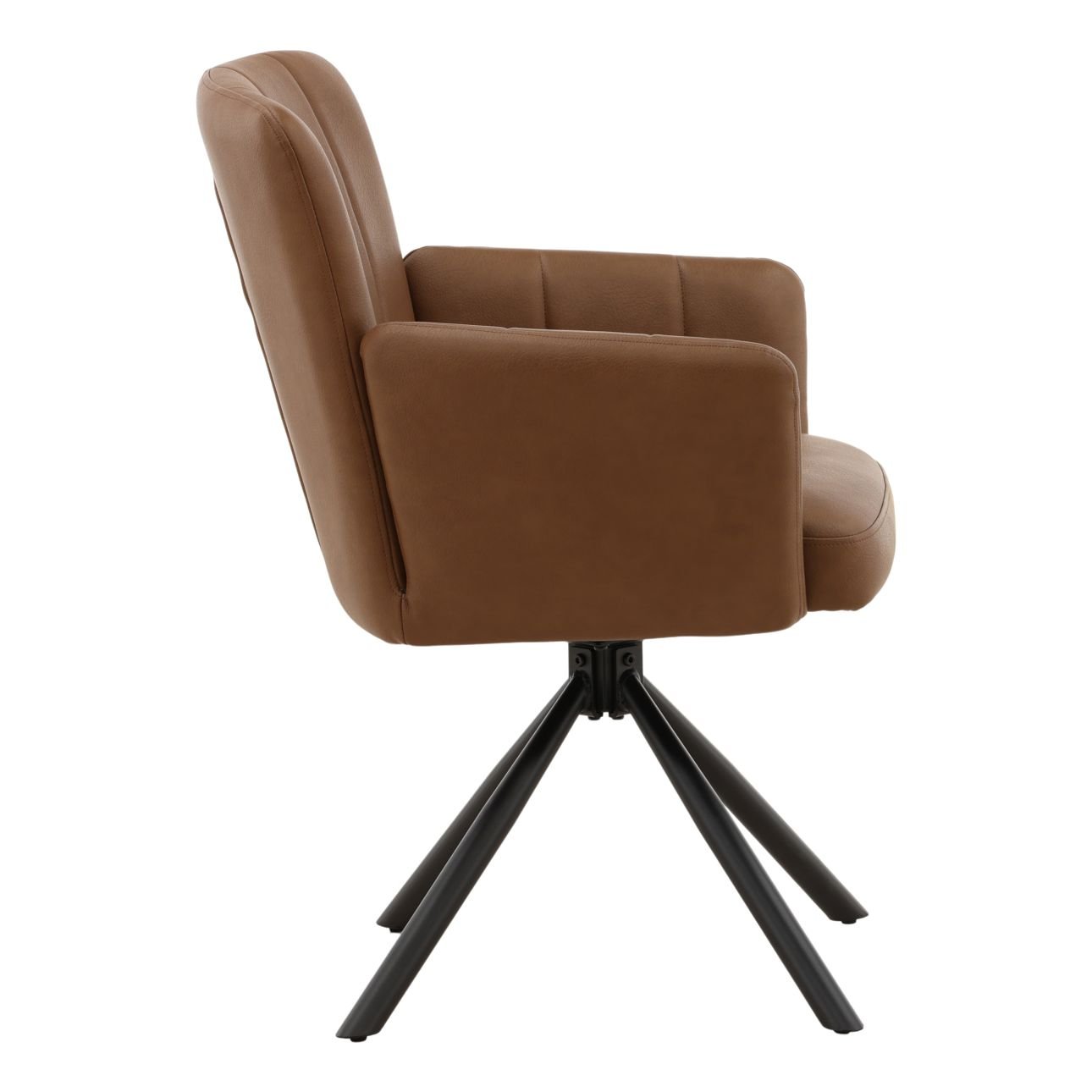 Cognac Vegan Leather and Steel Chair 23.5 in Wide