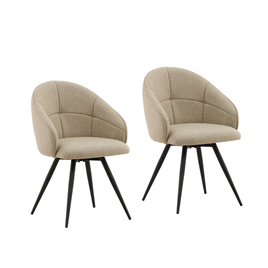 Cloud Sand and Black Boucle Fabric and Steel Chair 22.5 in Wide