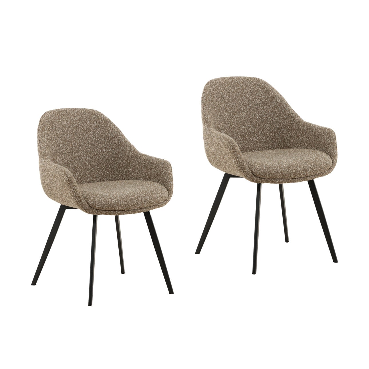 Cloud Coffee Boucle Fabric and Steel Chair 22.5 in Wide