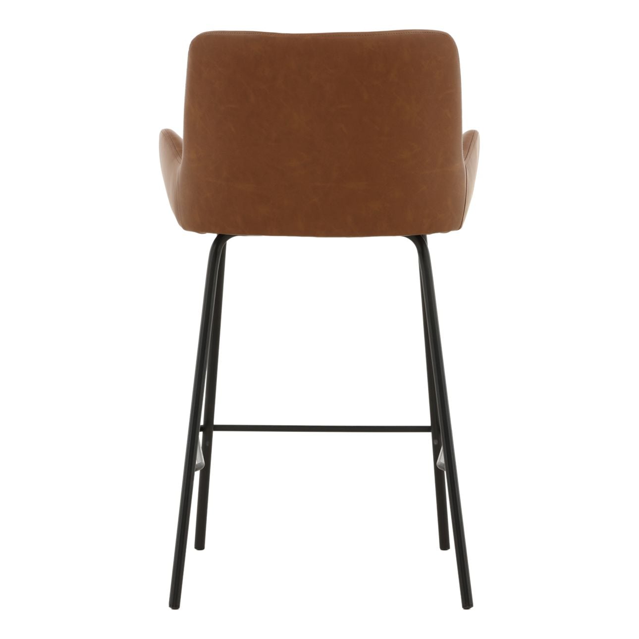 Saddle Vegan Leather and Steel Stool 22 in Wide