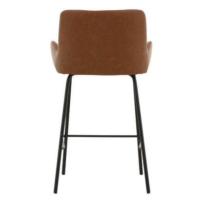 Saddle Vegan Leather and Steel Stool 22 in Wide