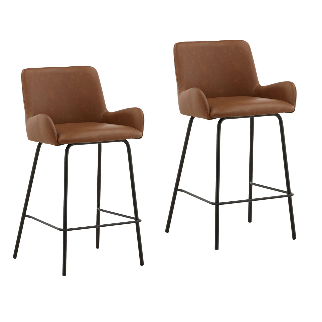 Saddle Vegan Leather and Steel Stool 22 in Wide