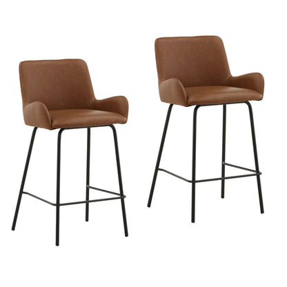 Saddle Vegan Leather and Steel Stool 22 in Wide