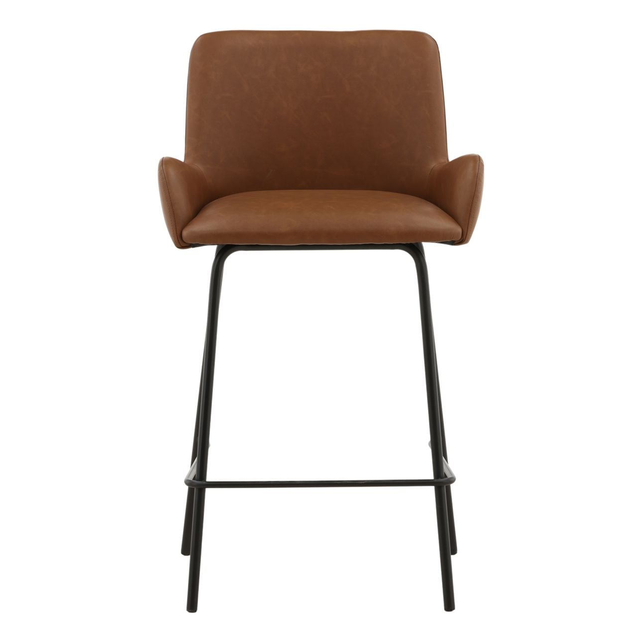 Saddle Vegan Leather and Steel Stool 22 in Wide
