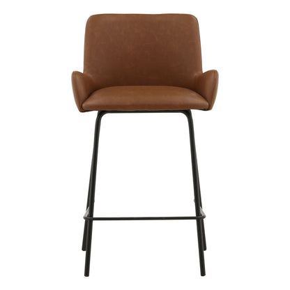 Saddle Vegan Leather and Steel Stool 22 in Wide