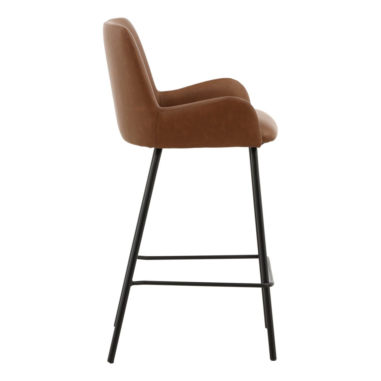 Saddle Vegan Leather and Steel Stool 22 in Wide