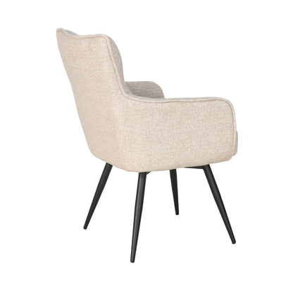 Eva Beige and Black Chenille Fabric and Steel Chair 22.5 in Wide