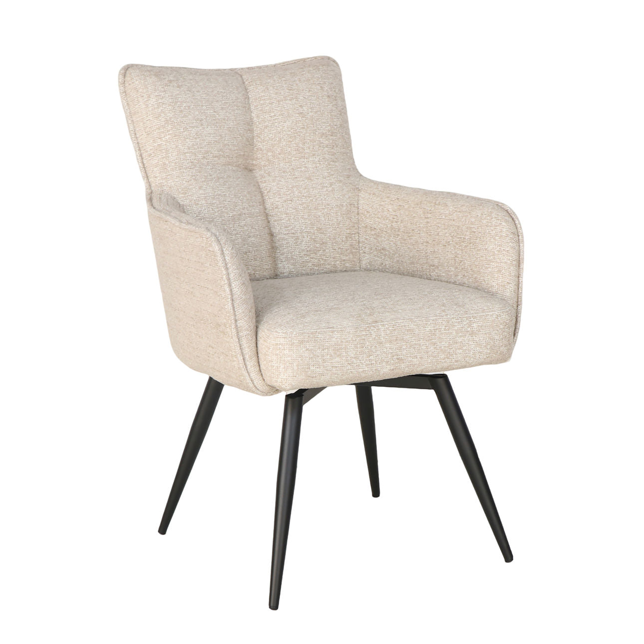 Eva Beige and Black Chenille Fabric and Steel Chair 22.5 in Wide