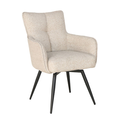 Eva Beige and Black Chenille Fabric and Steel Chair 22.5 in Wide
