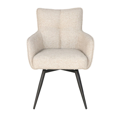 Eva Beige and Black Chenille Fabric and Steel Chair 22.5 in Wide