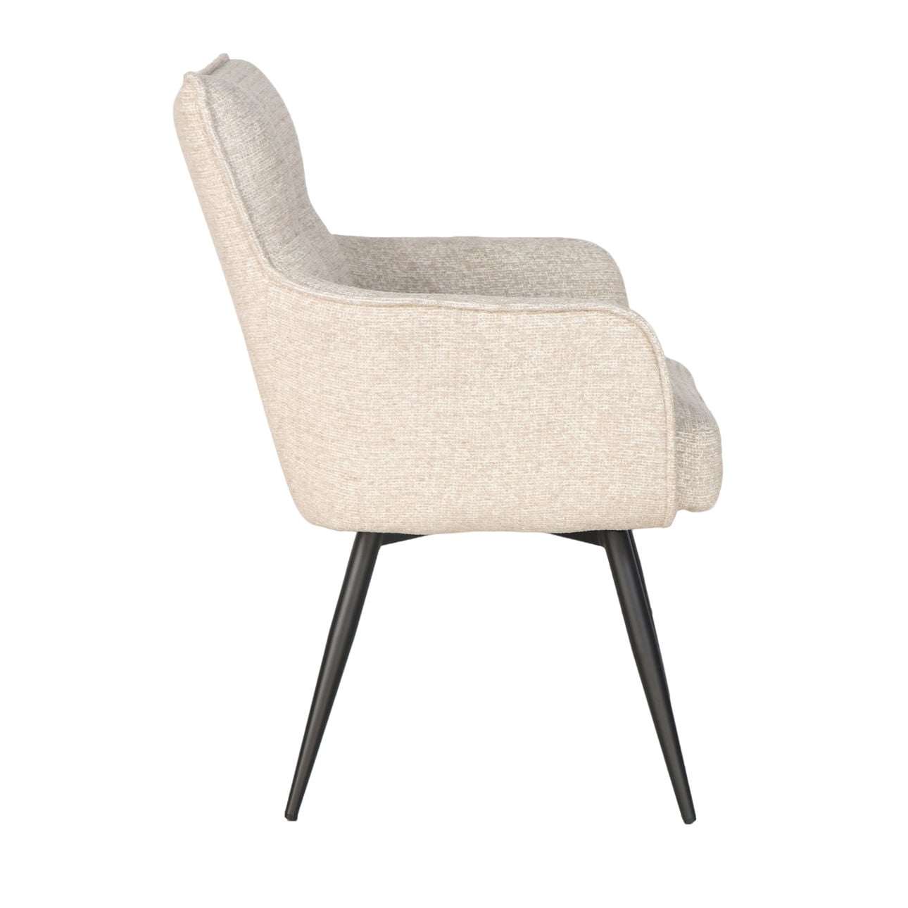 Eva Beige and Black Chenille Fabric and Steel Chair 22.5 in Wide