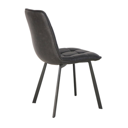 Charcoal and Black Faux Leather and Steel Chair 18 in Wide