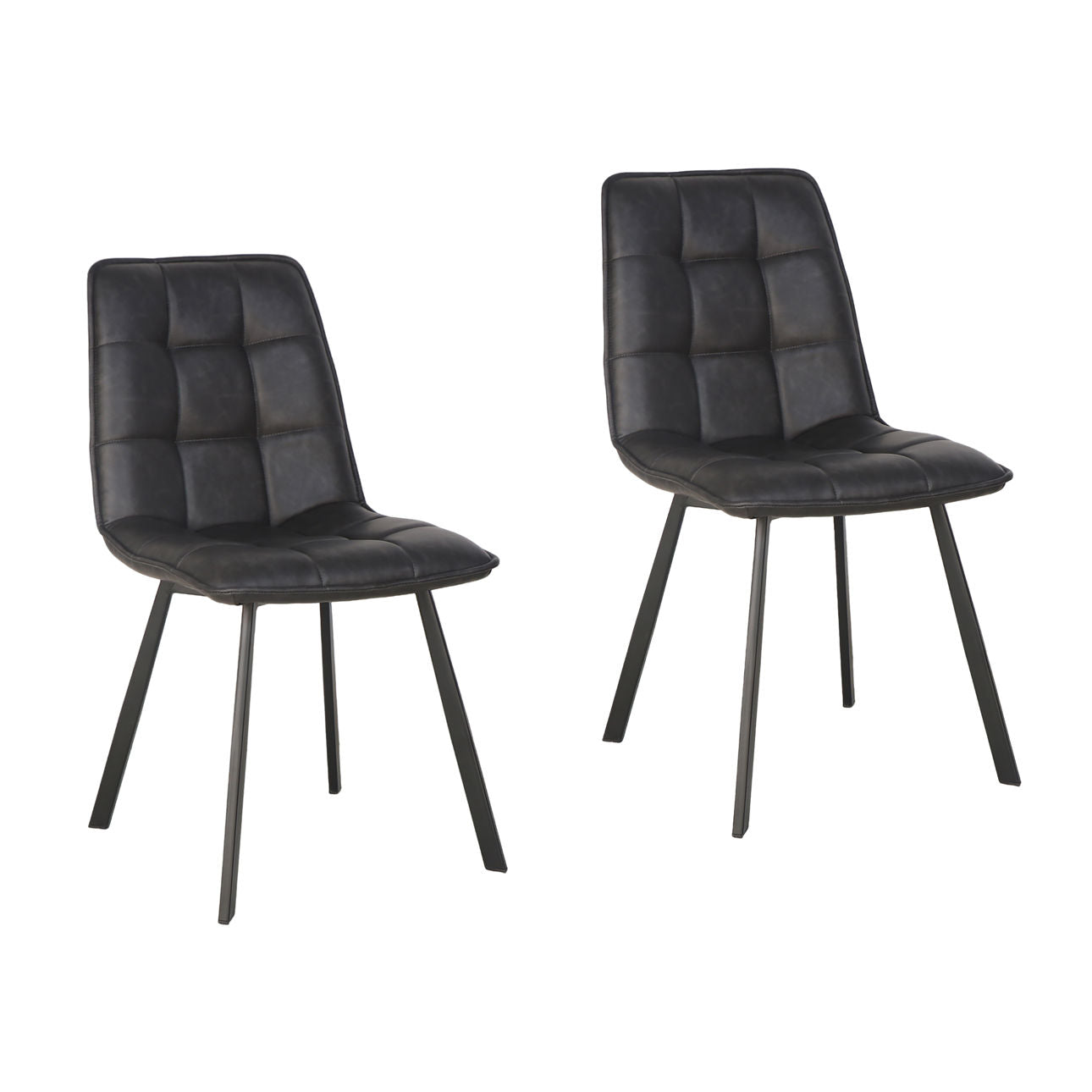 Charcoal and Black Faux Leather and Steel Chair 18 in Wide