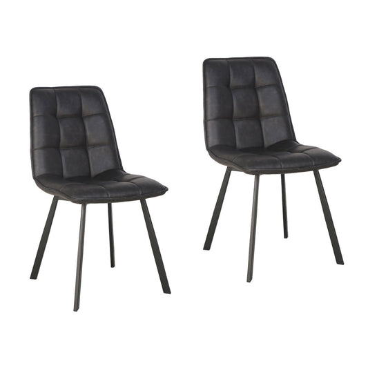 Charcoal and Black Faux Leather and Steel Chair 18 in Wide
