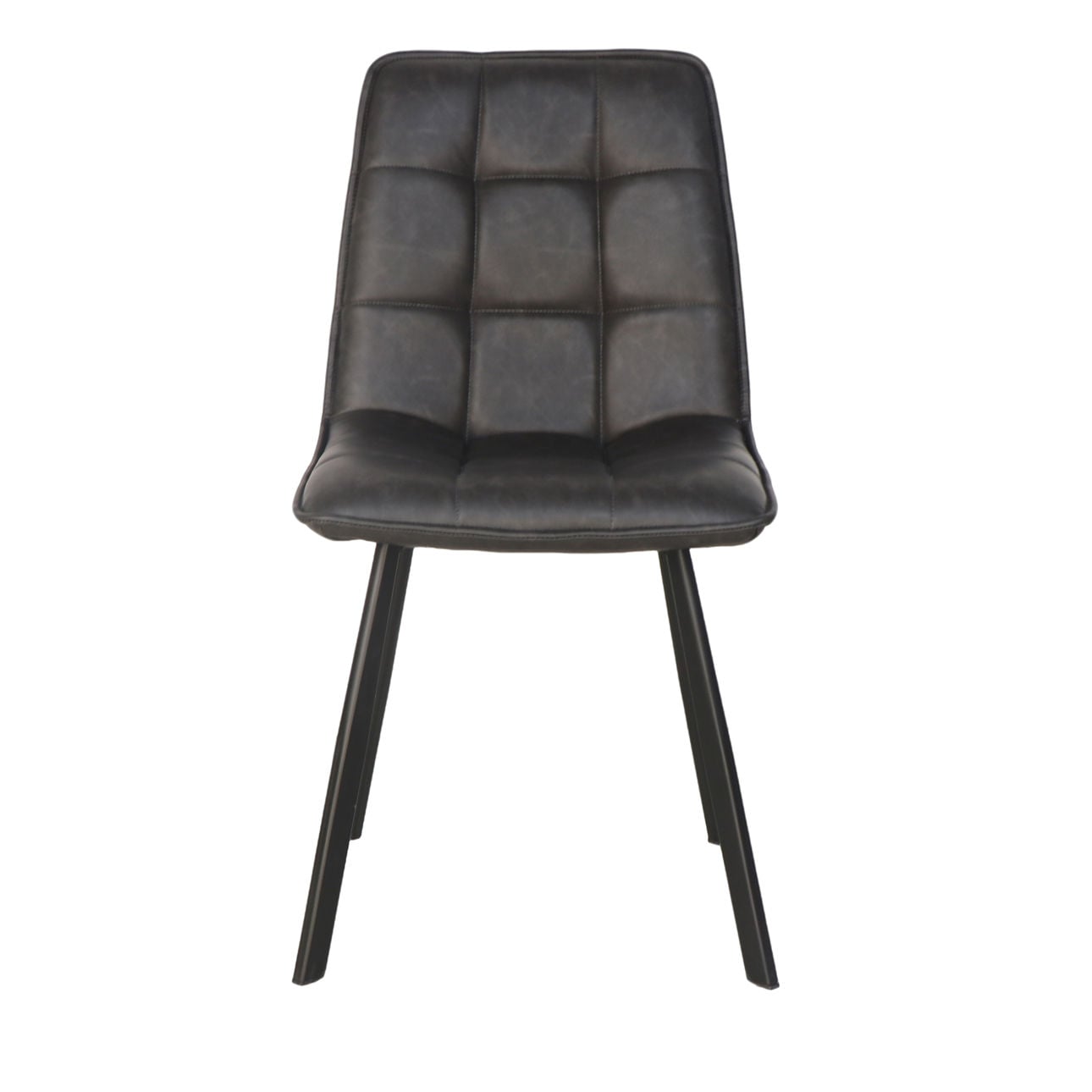 Charcoal and Black Faux Leather and Steel Chair 18 in Wide