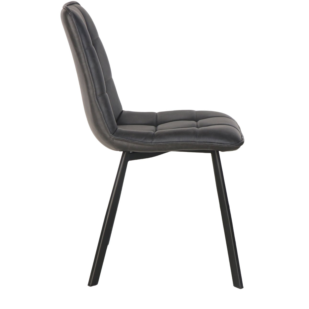 Charcoal and Black Faux Leather and Steel Chair 18 in Wide