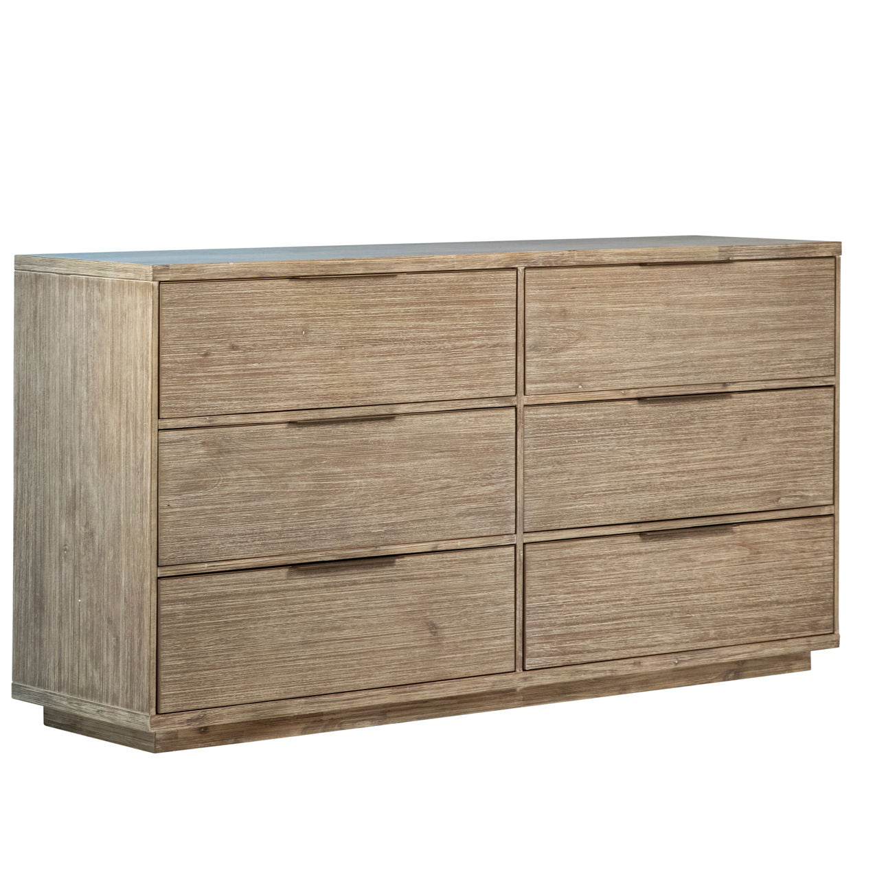 Natural Warm Wash Sealed Finish Solid Acacia Wood Dresser 68 in Wide