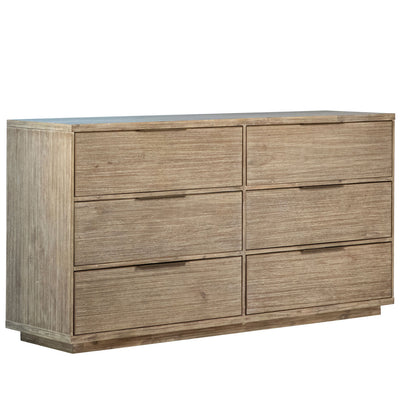Natural Warm Wash Sealed Finish Solid Acacia Wood Dresser 68 in Wide