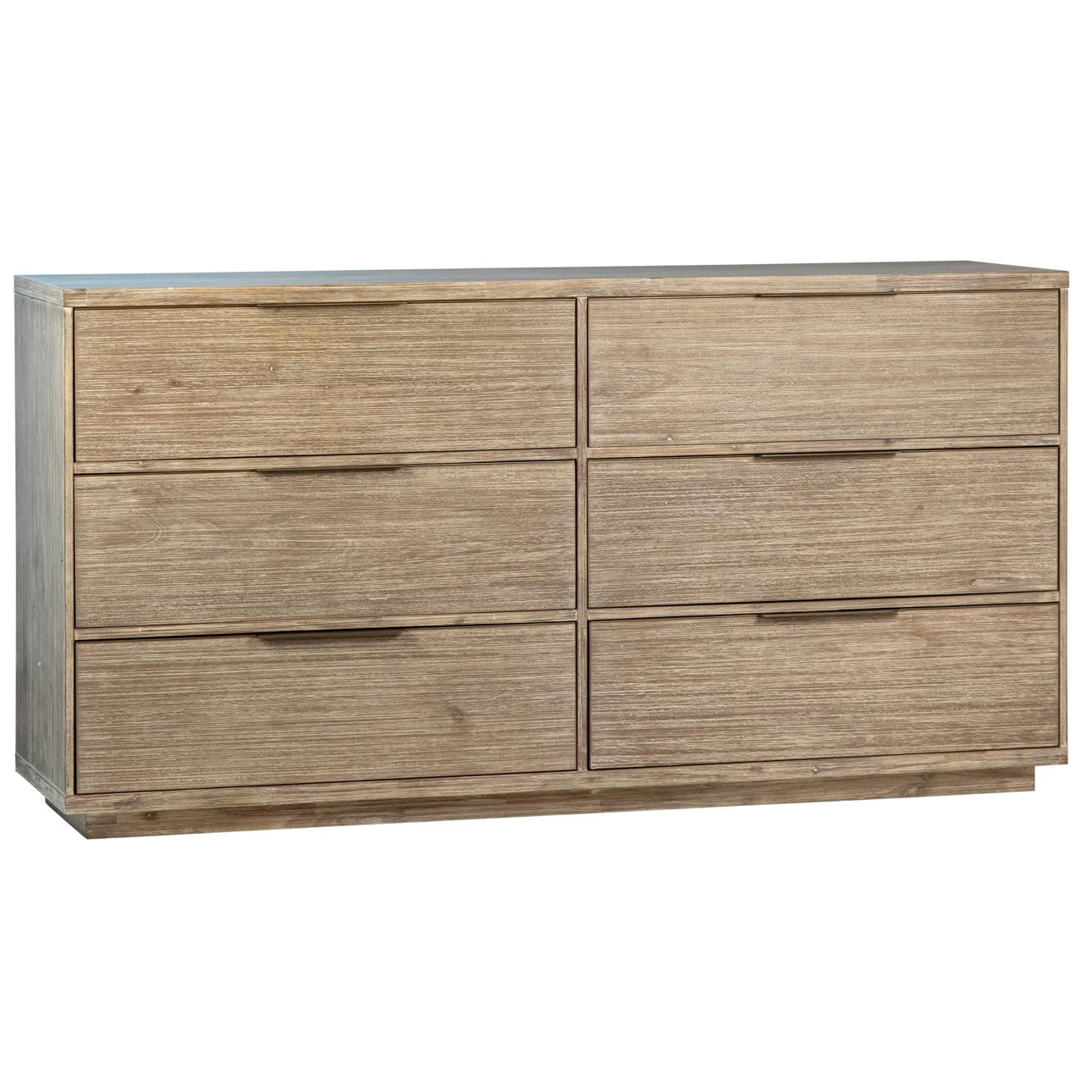 Natural Warm Wash Sealed Finish Solid Acacia Wood Dresser 68 in Wide