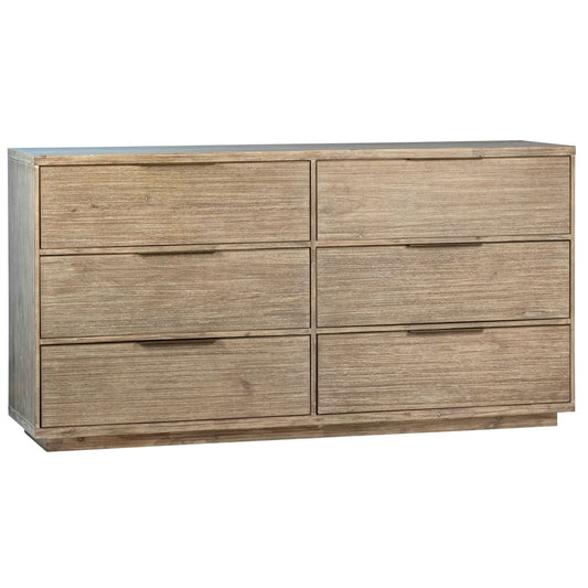 Natural Warm Wash Sealed Finish Solid Acacia Wood Dresser 68 in Wide