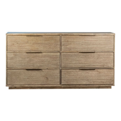 Natural Warm Wash Sealed Finish Solid Acacia Wood Dresser 68 in Wide